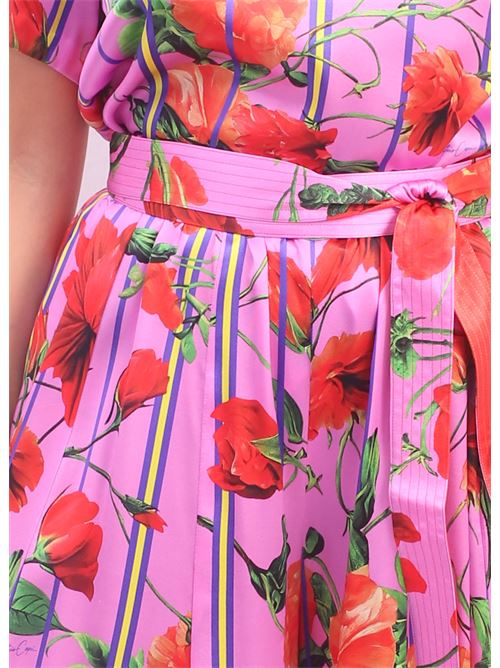 pantaloni larghi in seta stampata a fiori Laboratorio Capri | IRISRFUCSIA